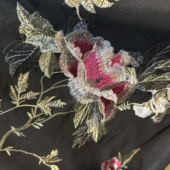 Free People Sydney Tuesday black embroidered floral batwing sleeve top. Small. - Picture 8 of 11